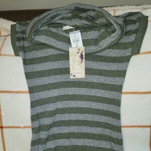 Green & Gray Stripped Scoop Neck Short-Sleeved Shirt, NWT, Women's Size Small